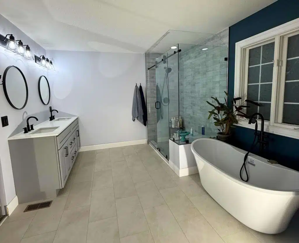 Custom bathroom remodel in Columbus, Ohio with updated tile and fixtures