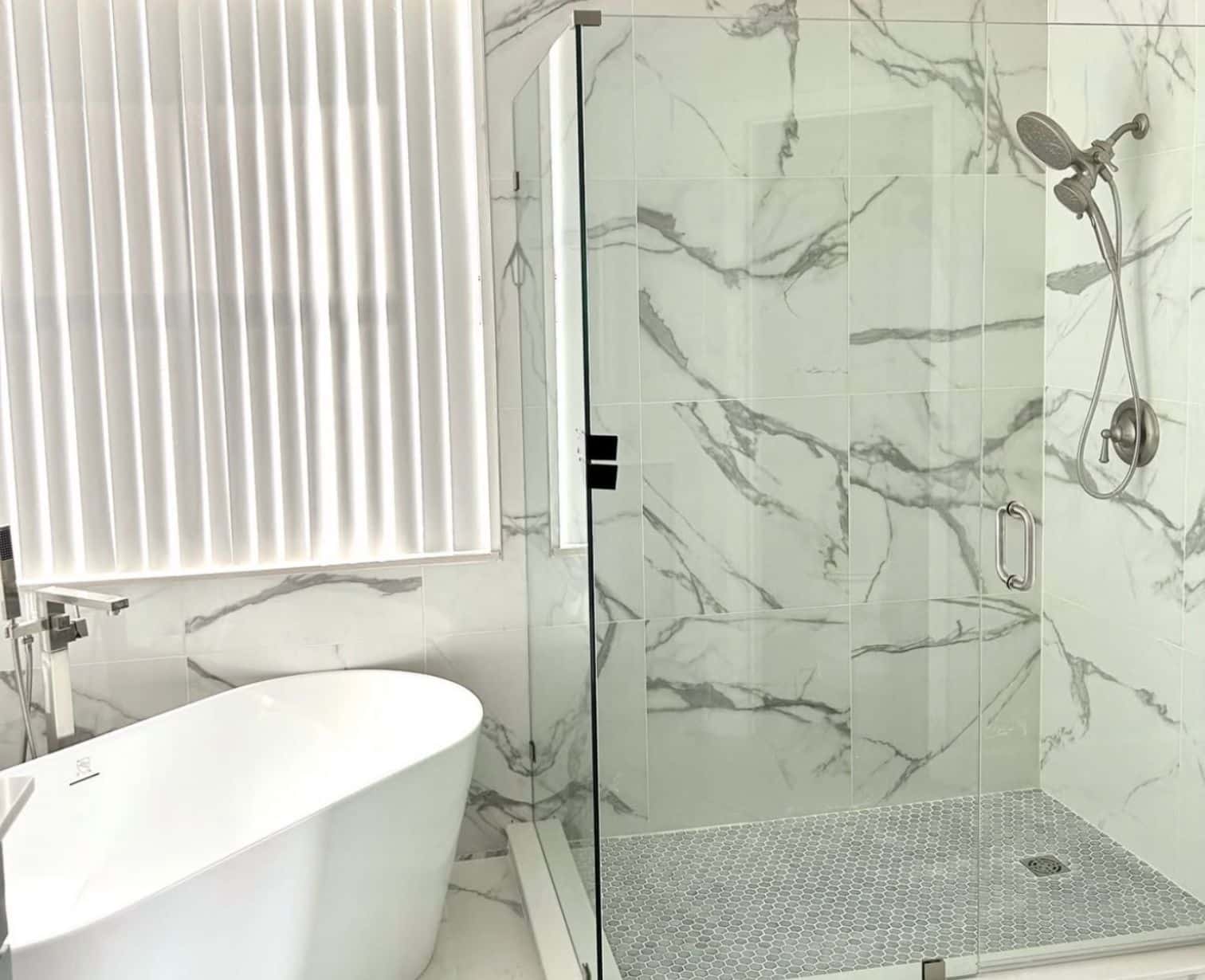 Accessible walk-in shower remodel in Columbus, Ohio with glass enclosure