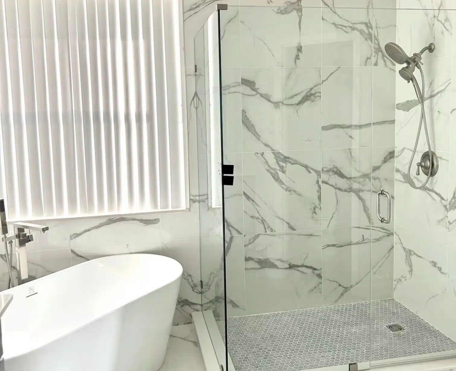 Accessible walk-in shower remodel in Columbus, Ohio with glass enclosure